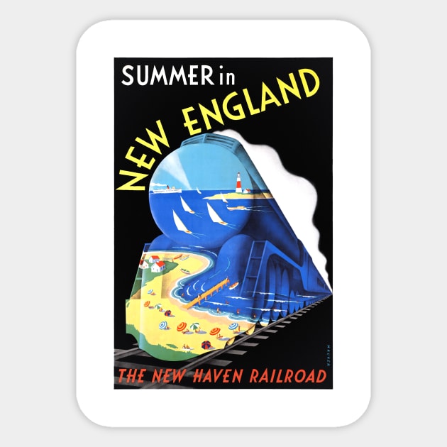 Vintage Travel Poster USA Summer in New England Sticker by vintagetreasure